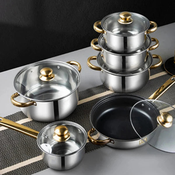 Set Pentole 12 Pezzi in Acciaio Inox Utilissima
